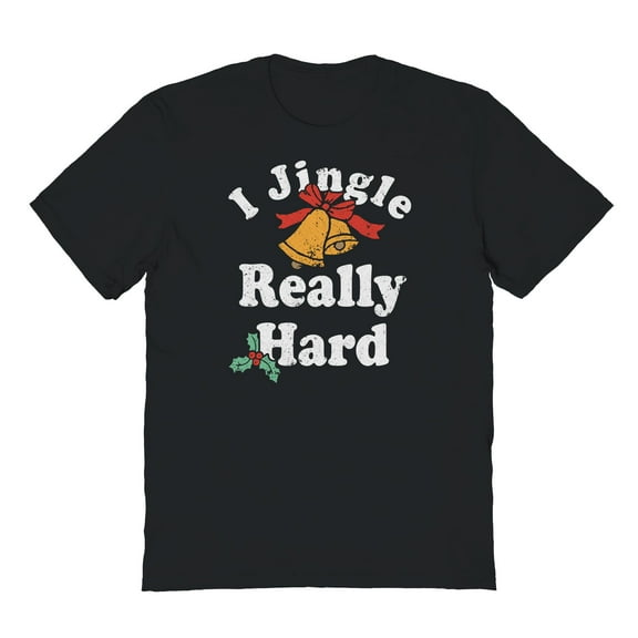 Christmas Holiday I Jingle Really Hard Solid Graphic Black Men's Cotton T-Shirt
