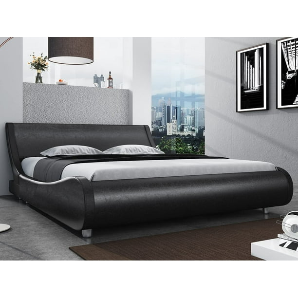 Sha Cerlin King Size Platform Bed Faux, King Size Leather Sleigh Bed Frame