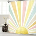 thumbnail image 2 of Abstract Sun Shower Curtain Set 72Wx72H Inches Modern Minimalist Mid Century Aesthetic Mustard Yellow Sunburst Sunrise Simple Polyester Waterproof Cloth Bathroom Curtain with 12 Hooks, 2 of 3