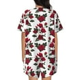 thumbnail image 3 of Naloa Rose Flowers Women's Short-Sleeved Pajama Set, Loungewear, Summer pajamas, Breathable Cozy - XX-Large, 3 of 9