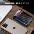 Travelambo Front Pocket Minimalist Leather Wallet - RFID Blocking, Slim, Carbon Fiber Texture, Khaki