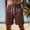 (New18)Brown, variant on Thousandth Casual Striped Shorts for Men Summer Beach Shorts with Drawstring Elastic Waist Breathable Shorts Relaxed Loose Fit Flax Lounge Shorts