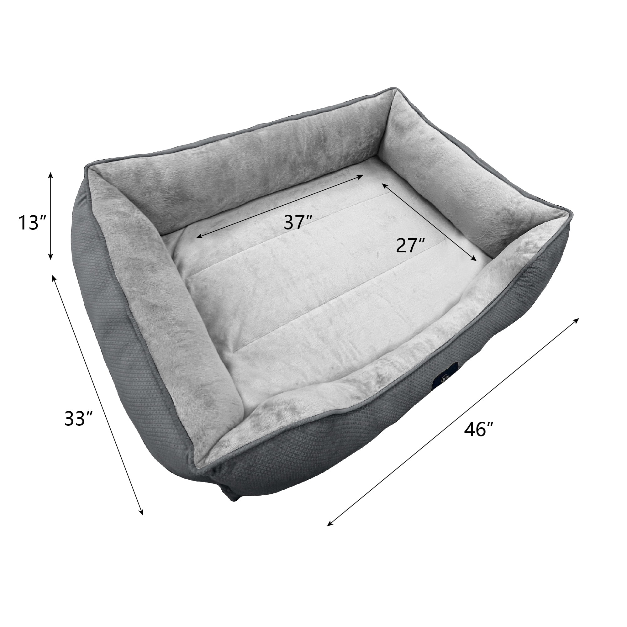 Serta Cuddler Bolster Cat & Dog Bed, Charcoal, Extra Large