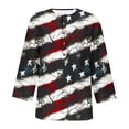 thumbnail image 3 of Camiseta Casual Suelta Del Botón Impreso Del Día de la Independencia de la Mujer de Manga Superior de 3/4 para el Hogar Y el Uso Diario, 3 of 4