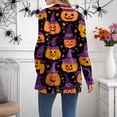 thumbnail image 6 of WTOBBY Women's Halloween Print Lightweight Open Front Cardigan Sweater Long Sleeve Casual Loose Thin Knit With Pockets Fall Batwing Cover Up Outerwear,Light Purple XL, 6 of 6