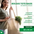 thumbnail image 2 of Bolsas Tote Bag Pack Ecológicas de Manta Cruda 100% Algodón | Bolsas de Compras Reutilizables para Pintar y Personalizar | 40x35 cm | Fabricadas en México | Bolsas de Regalo Mayoreo Resistentes, 2 of 6