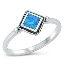 CHOOSE YOUR COLOR Princess Blue Simulated Opal Wholesale Ring .925 Sterling Silver Band CZ Female Size 9