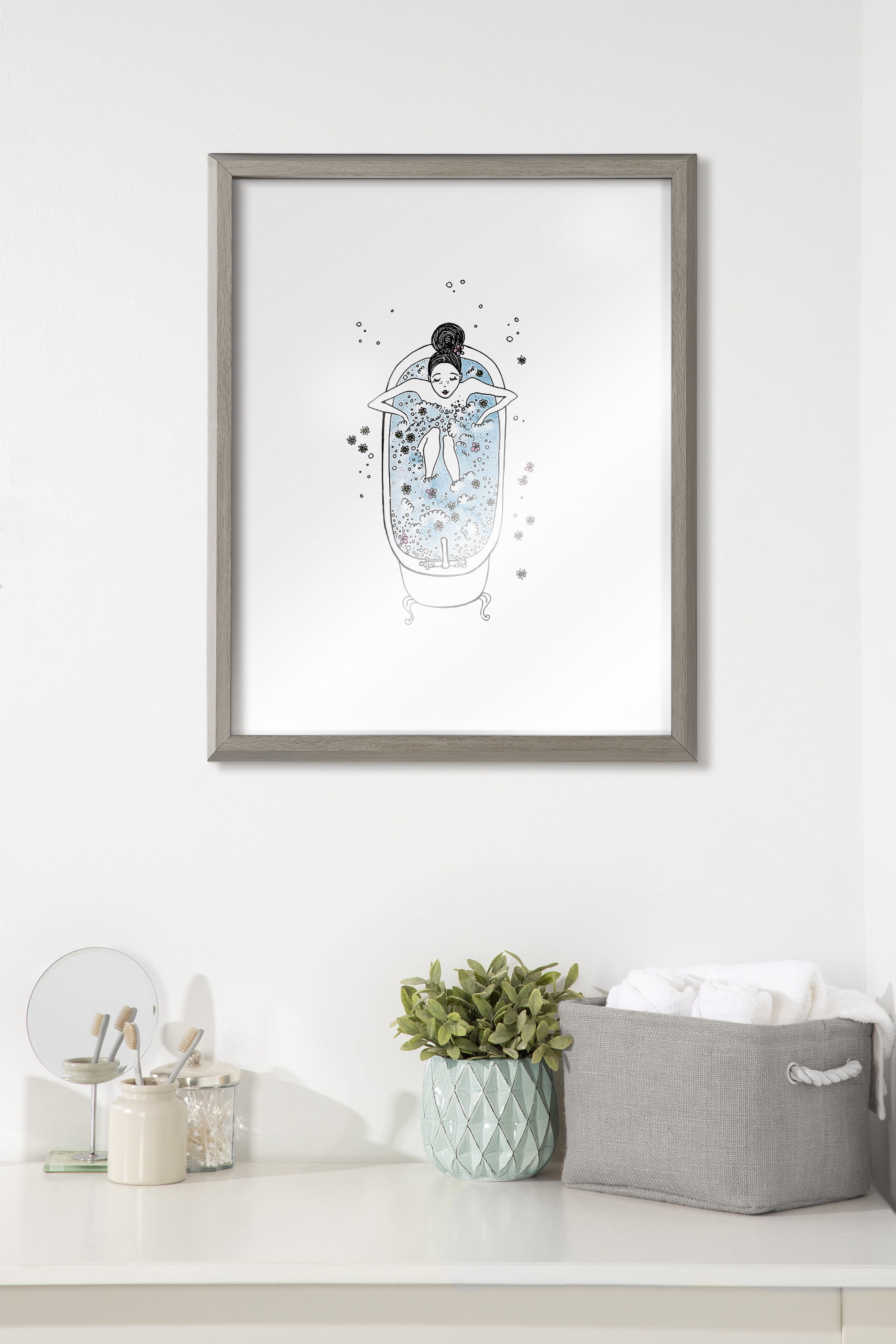 Blake Girl in a Bath 16 in x 20 in Framed Painting Art Prints, by Kate and Laurel