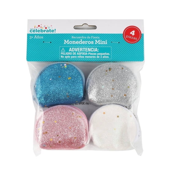 Set de 4 Mini Monederos Way to Celebrate Way to Celebrate Multicolor con Brillos 1 Paquete con 4 Piezas