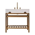 thumbnail image 4 of Merano 36" Single Stainless Steel Vanity Console in Brushed Gold with Aosta White Stone Countertop and Mirror, 4 of 6