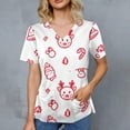 thumbnail image 5 of WonderWiz Christmas Scrub Tops Women Plus Size Scrub Shirt Nurse Uniforms Xmas Print Tunic Tops with Pockets Vermilion XXL, 5 of 5