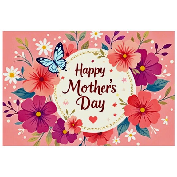 Floral Mother's Day Banner Butterfly Decorative Design Polyester Material Easy Setup for Home Decoration Event Celebration