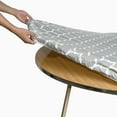 thumbnail image 3 of Rally Home Goods Indoor Outdoor Patio Round Fitted Vinyl Tablecloth, Flannel Backing, Elastic Edge, Waterproof Wipeable Plastic Cover, Gray Arabic Trellis Pattern for 10-Seater 57-72’’ Diam (60, 70''), 3 of 8