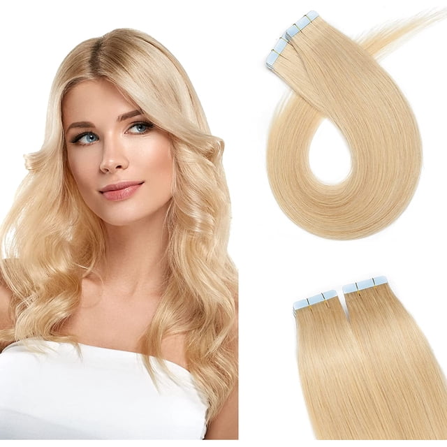 AmPm Extensions de Cheveux Tape In Cheveux Humains 20 Pcs 16 Pouces 50g /blond Foncé/ Ombre 100 % Remy Cheveux Humains Balayage Racines Cheveux Invisibles Sans Couture Trame de Peau Ruban Double Face pour Femmes