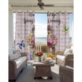 thumbnail image 6 of Spring Groundhog Blackout Curtains for Bedroom Living Room Darkening Curtains 63 Inches Long Watercolor Sunflower Botanical Pink Plaid Window Curtain 2 Panels Set Window Treatment Drapes 42"x63", 6 of 9