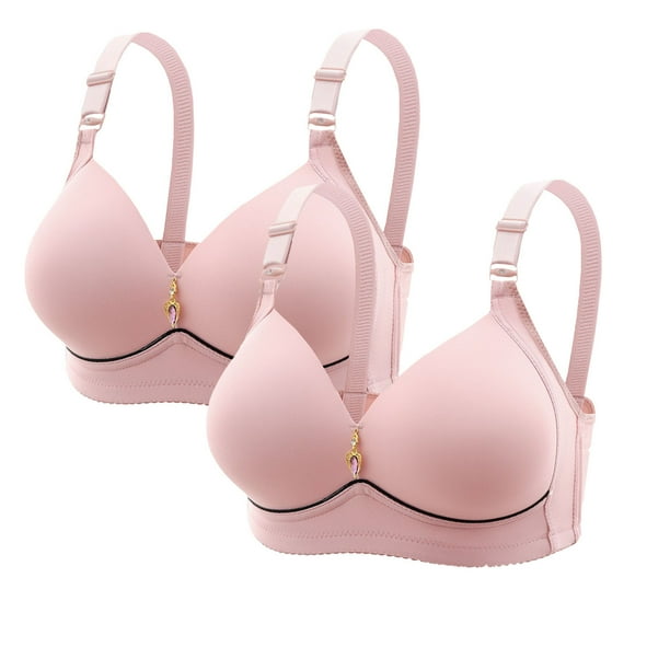 Sujetador de nailon para mujer, 2 piezas, color liso, sin costuras, con realce, suave y soporte, para uso diario.