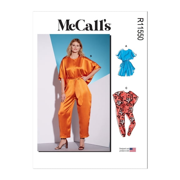 McCall's Sewing Pattern R11550 (8314) - Misses' Romper, Jumpsuits and Sash, Size: ZZ (L-XL-XXL)