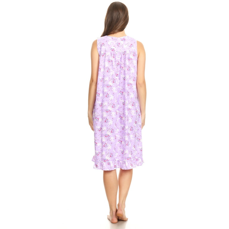 DreamFish Nightgowns for Women V Neck Short Sleeve Knee Length Sleep Dress,  Woman Sleepshirt/Nightshirts/Sleepwear 