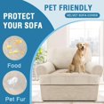 thumbnail image 6 of H.VERSAILTEX 2-Piece Velvet T Cushion Armchair Slipcover, Stretch 1 Cushion Sofa Cover with Separate T Cushion Cover, Non-Slip Furniture Protector, Ivory, 6 of 7