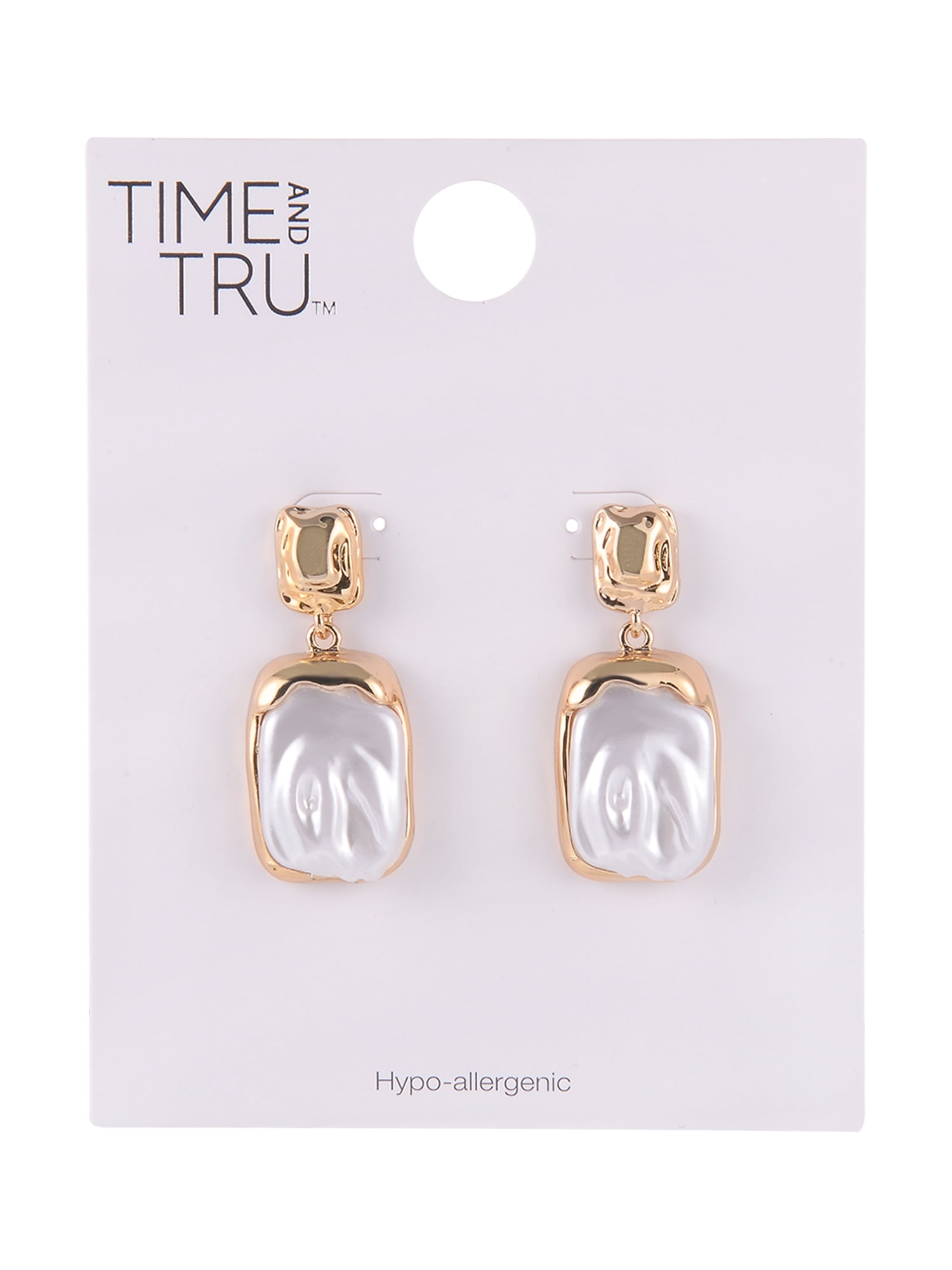 Time and Tru Goldtone Acrylic Inset Square Drop Earring
