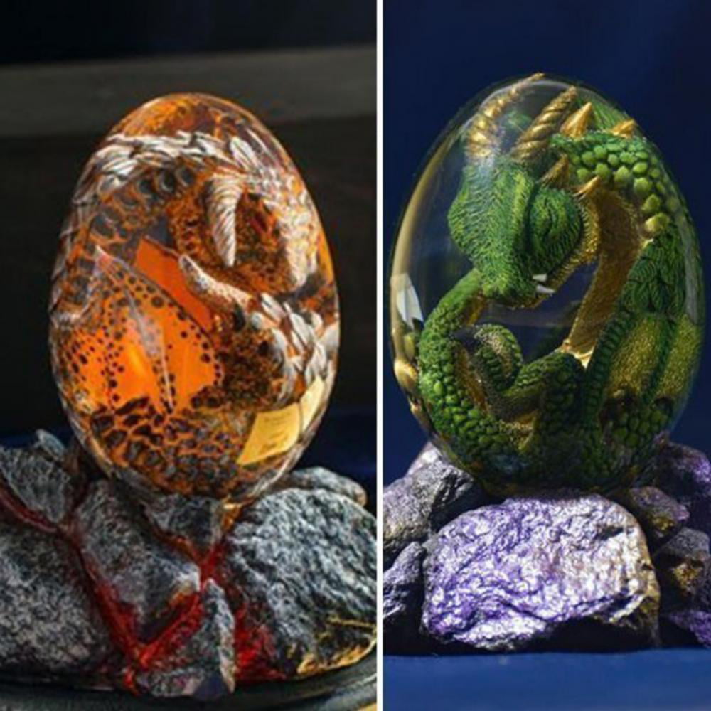 Red Lava Dragon Egg-Crystal Transparent Lava Dragon Egg Resin Handmade Sculpture Ornaments,Dream Crystal Transparent Dragon Egg,Powerful Lava Dragon is About to be Born from The Egg 