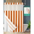 thumbnail image 2 of No Hook Shower Curtain with Snap in Liner, Orange and White Striped Geometric Hotel Shower Curtains for Bathroom, Washable Shower Curtain Liner Set with Mesh Top Window, 72”x78”, 2 of 6