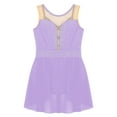 thumbnail image 4 of YUUMIN Gymnastics Leotard for Girls Mesh Patchwork Performance Costume Shiny Rhinestone Ballet Dance Dress Light Purple 8, 4 of 6