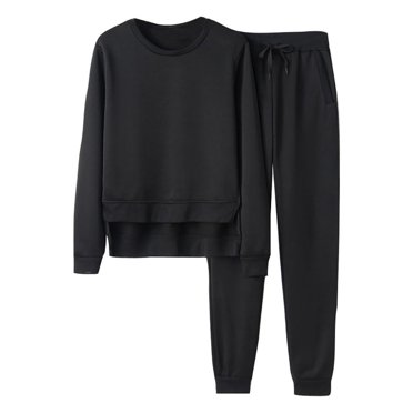Penkiiy Womens Loose Oversized Pockets Solid Color Top Womens Long Sleeved Hoodie Plush Casual Set 3XL Dark Gray