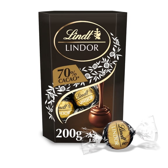 Lindt Lindor Extra Dark Chocolate Truffles - 70% Cacao 200g, Imported from Britain