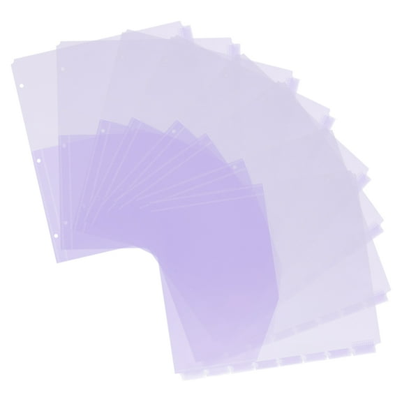 8 Pcs 3 Ring Binder Pocket Dividers Binder Folders with Pockets Divided Storage Bag Office 29.20X24.80X0.10CM Purple