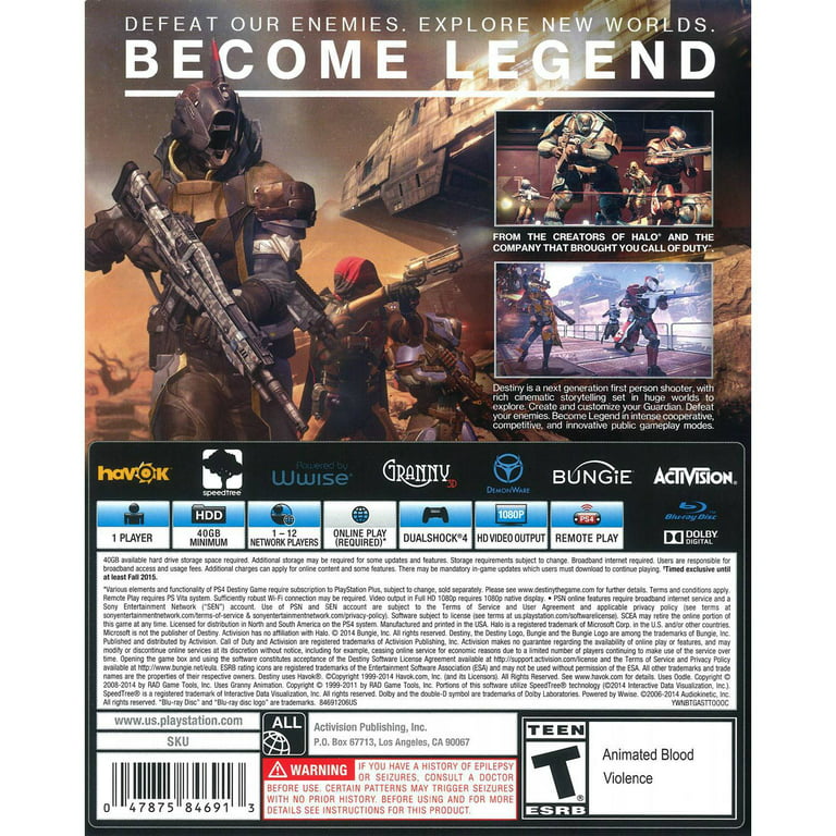 til stede konstruktion Conform Destiny - PlayStation 4 - Walmart.com