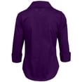 thumbnail image 3 of J. METHOD Women's Button Down Shirt 3/4 Sleeve Roll Up Stretch Collar Office Work Formal Casual Basic Blouse Top NEWT01 Purple XL, 3 of 6