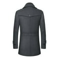 thumbnail image 7 of uikmnh Mens Winter Coats Men's Autumn and Winter Double Collar Woolen Coat Thickened Collar Mid Length Woolen Woolen Trench Coat Size:5XL, 7 of 7