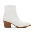 thumbnail image 6 of Women PU Leather Stacked Block Heel Western Cowboy Ankle Zip Up Boots (White / 7), 6 of 8