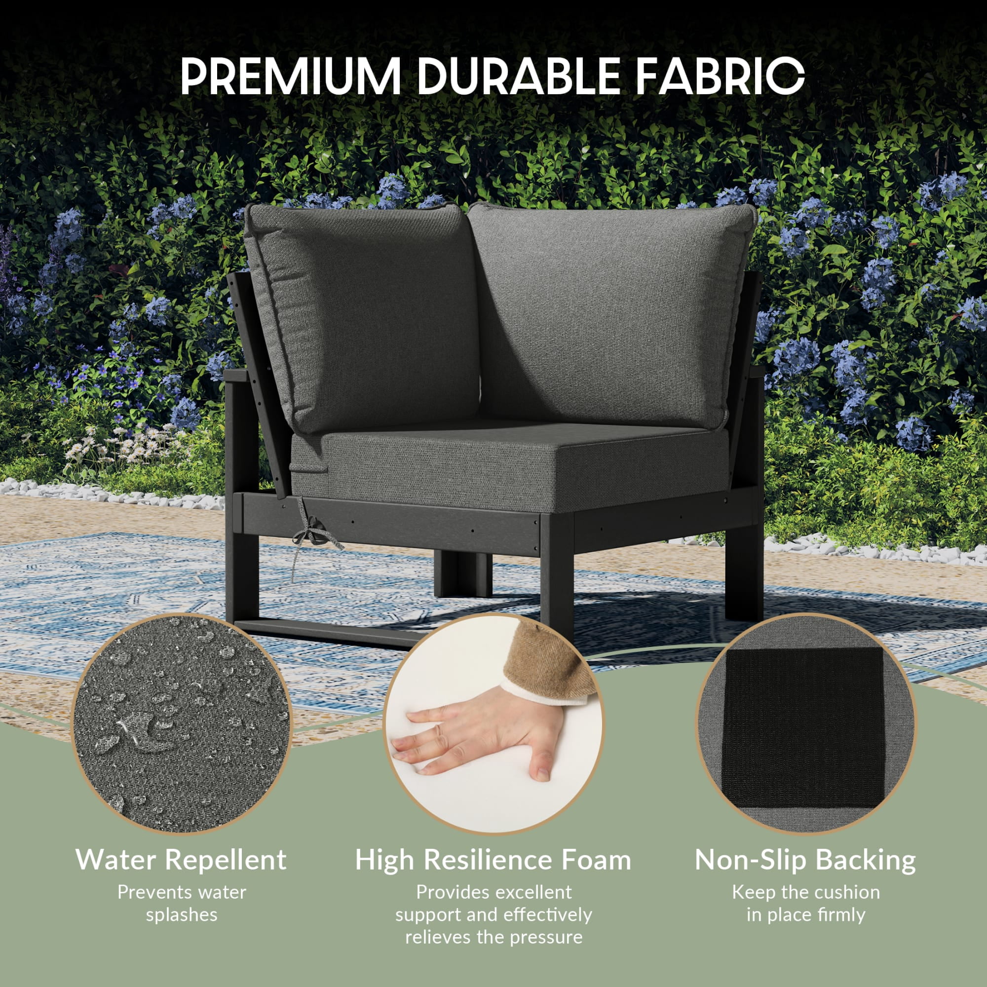 WestinTrends Montara Outdoor 4-Piece HDPE L-Shaped Modular Patio Sofa Furniture Set, Gray/Gray
