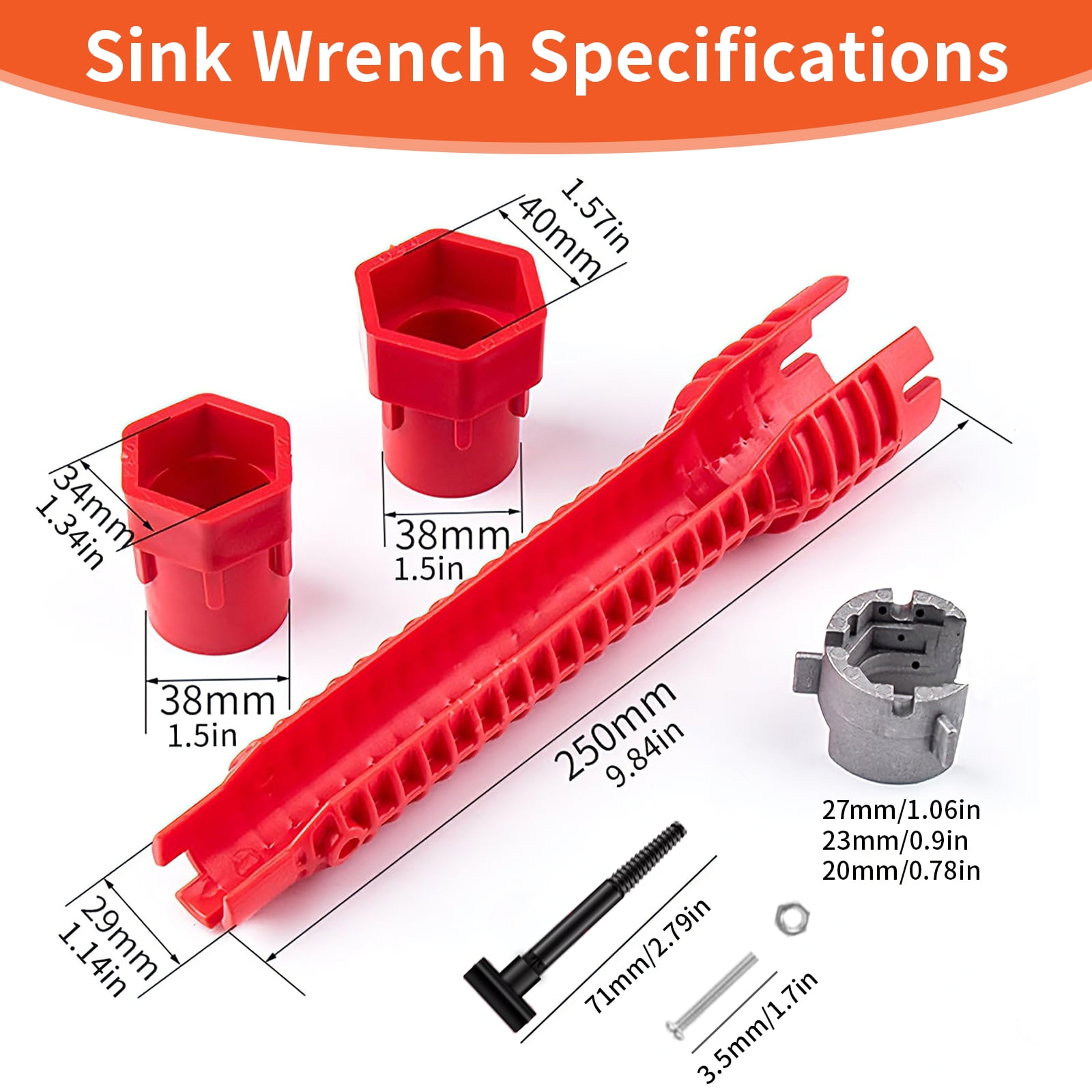 39PCS Sink Wrench Faucet Removal Tool for Tight Spaces,Adjustable Plumbing Repair Wrench Tool and Faucet Wrench Set for Sink, Bathroom and Kitchen