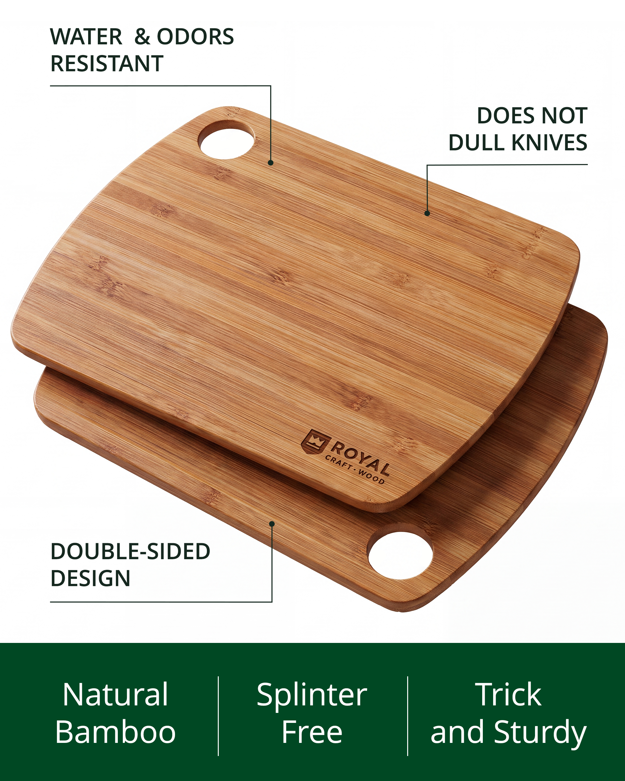 Royal Craft Wood Carbonized Bamboo Cutting Board Set photo 2