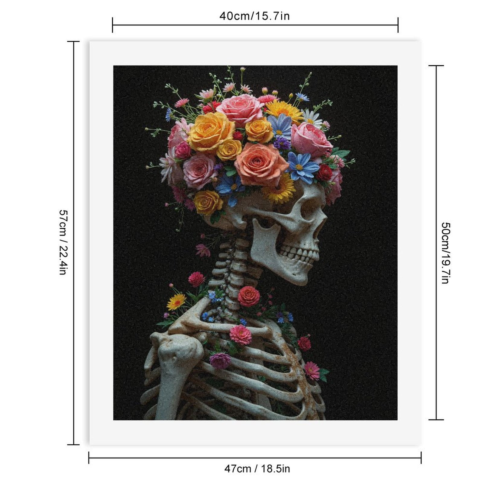 Paint By Numbers Kit for Adults Beginner - DIY Skeleton Flower Crown Art Flowers Canvas Painting Kits for Adults, Frameless Paint By Number for Adults for Home Wall Decor 16x20 Inch