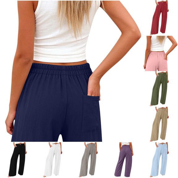 Gunia Wide Leg Pants Women Palazzo Casual Comfortable Relaxed Fit Summer Flowy Pants
