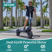 GOTRAX Odyssey Adult Electric Scooter with 11 pneumatic tires, 38 mph & 45 mile range, Dual 650W, 330lbs Max Load, Foldable, Black