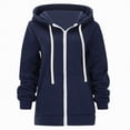 thumbnail image 2 of Towmus Womens Hoodies with Zippers Plus Size Casual Drawstring Solid Long Sleeve Tops Sweatshirts Loose Fall Winter Coat Jacket with Pocket, 2 of 8