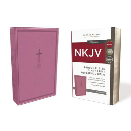 NKJV, Reference Bible, Personal Size Giant Print, Imitation Leather, Pink, Red Letter Edition, Comfort (Best Reference Letter For Employees)