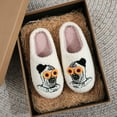 thumbnail image 4 of Halloween Slippers for Women Men, Halloween Spooky Embroidery Slip-On Slippers, Soft Comfort House Slippers (White 38-39), 4 of 10