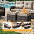 thumbnail image 4 of Gotland 5-Piece Outdoor Patio Furniture Set, 2 Wicker Swivel Chairs, 1 Side Table & 2 Ottomans, All-Weather Conversation Set for Backyard, Porch, Deck, Sand, 4 of 6