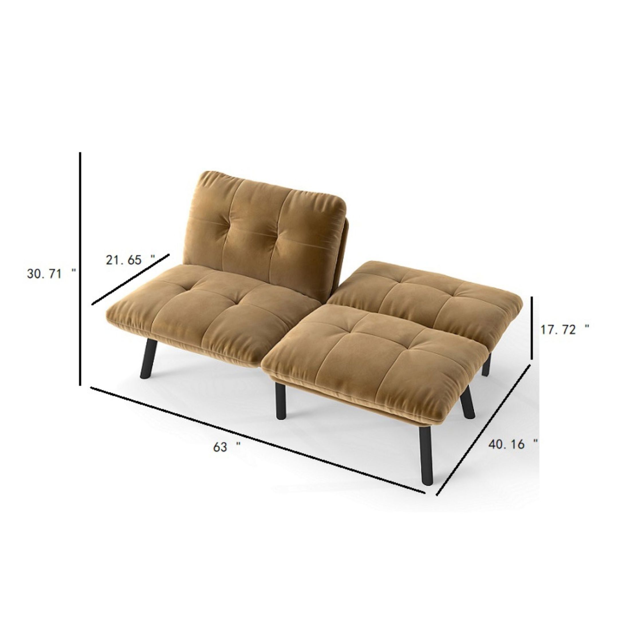 Noble House Convertible Folding Modern Sofa Bed, Velvet Upholstered Twin Sleeper Couch for Small Spaces, Brown