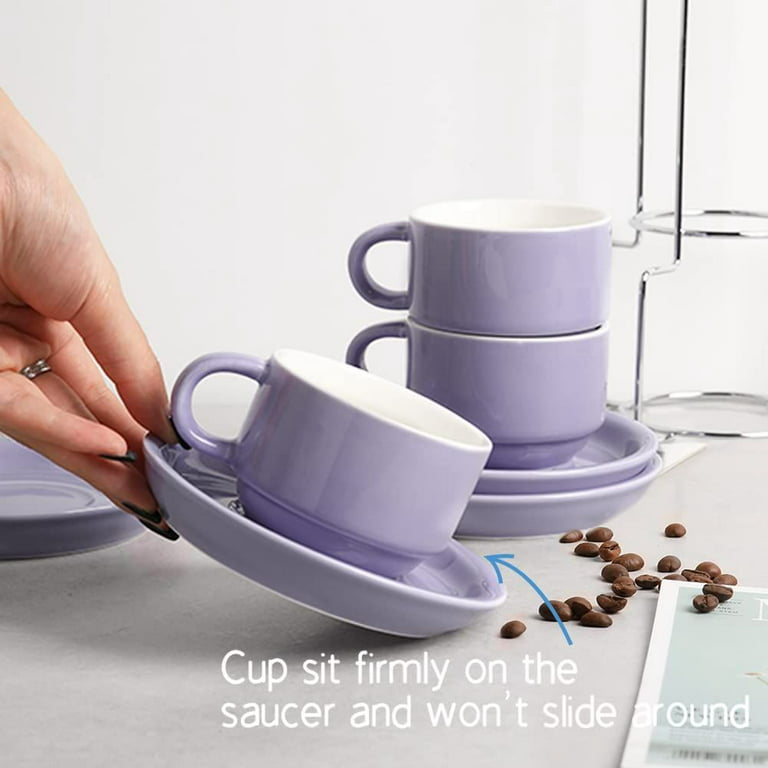 porcelain stackable espresso cups with saucers