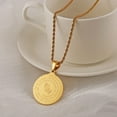thumbnail image 4 of HZMAN Bible Verse Prayer Necklace Christian Jewelry Gold Stainless Steel Praying Hands Coin Medal Pendant (Gold Round), 4 of 6
