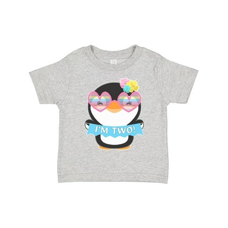 

Inktastic I m 2 Cute Penguin with Sunglasses and Flowers Boys or Girls Toddler T-Shirt