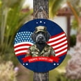 thumbnail image 4 of Happy Father's Day Honoring Veterans Portuguese Water Dog in Army Uniform Round Wood Sign PWD Portie Fishing Dog Lover Hanging Wall Home Decor - 13007, 4 of 5