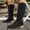 #458-Black, variant on Wowcloth Winter Boots for Women - Comfortable Wide Calf Pointed Toe with Back Zipper Chunky Low Heel Fashion Casual Knee High Style